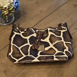 Dooney & Bourke Brown and Cream Giraffe Print Shoulder Bag